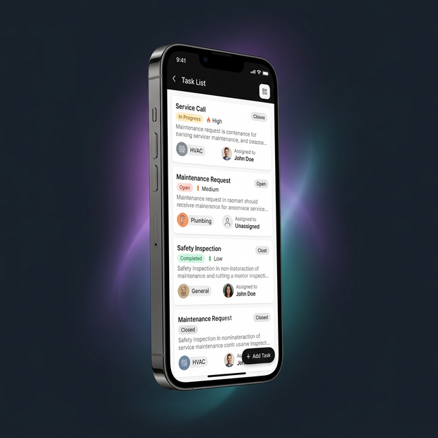 Babel app task management screen showing building management dashboard