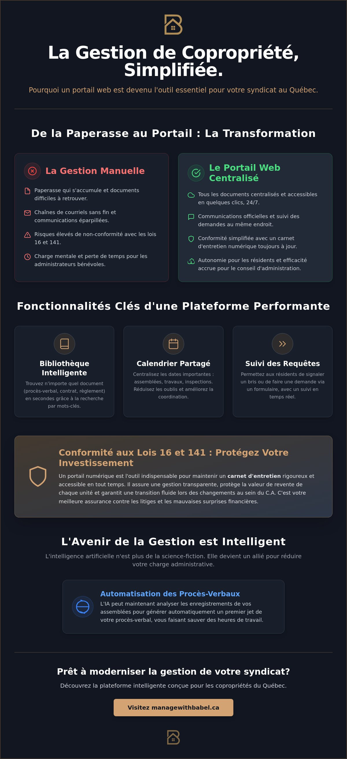 Infographic — Portail web copropriétaires : Le guide complet pour simplifier la gestion de votre condo